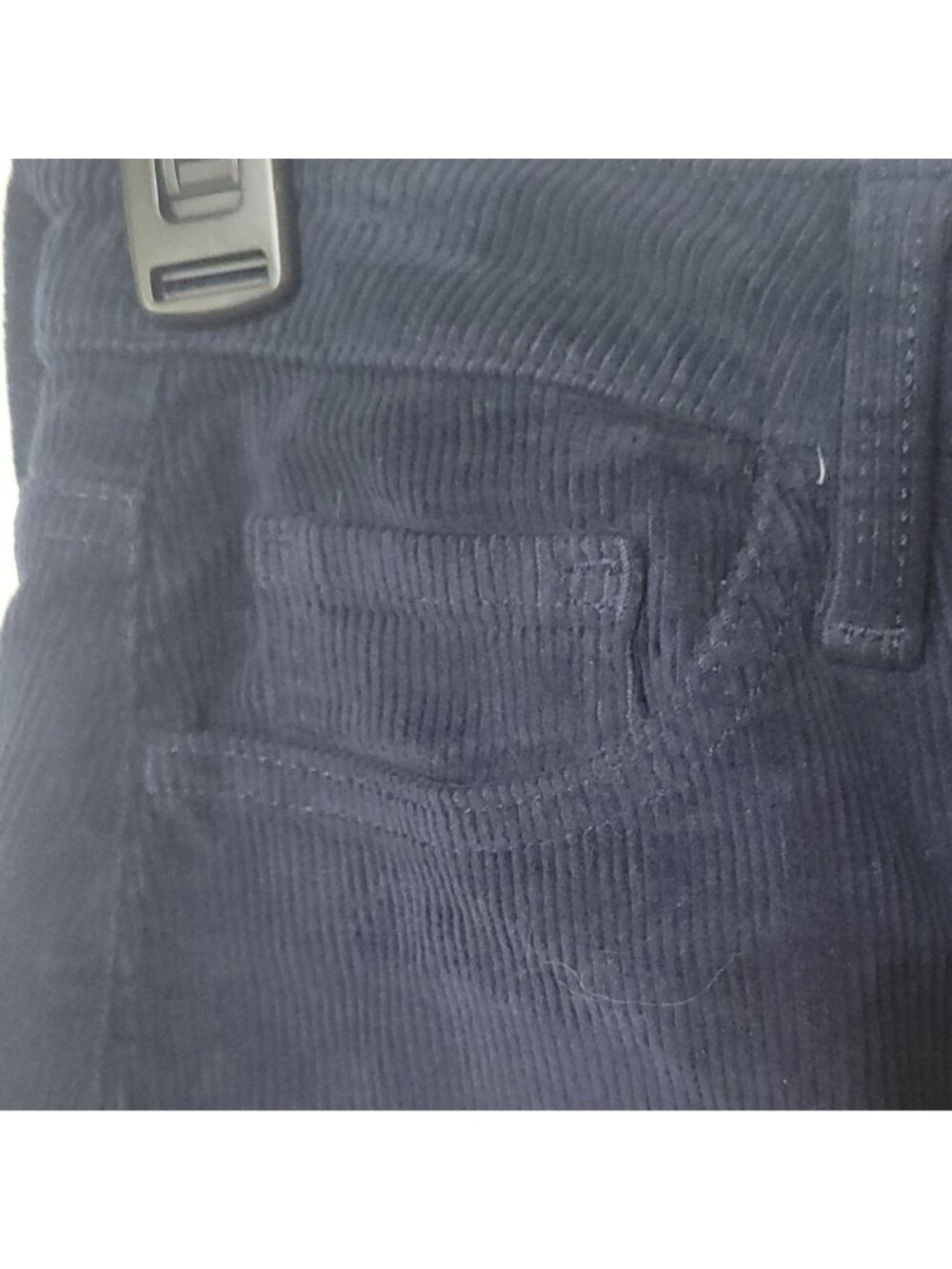 Corduroy Navy Blue Mini Skirt With Frayed Hem & Front Button Closure Size 5/27W - Picture 9 of 15